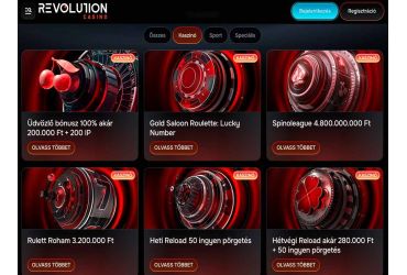 Revolution Casino akciók listája
