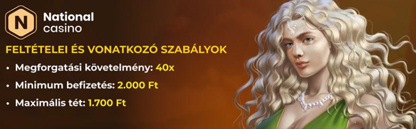 A National Casino bónuszok fogadási követelmények