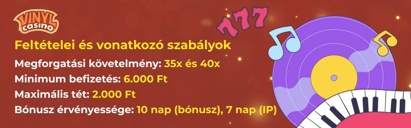 Vinyl Casino bónuszok feltételei