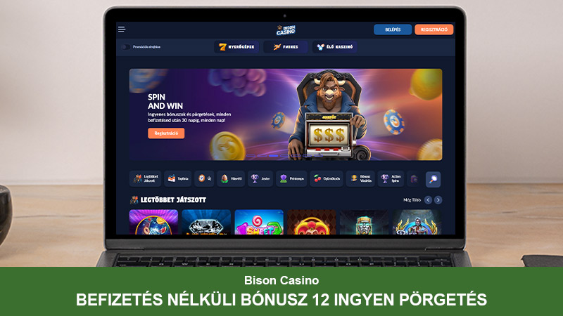 Bison Casino a notebook képernyőjén