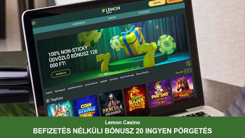 Lemon Casino a notebook képernyőjén