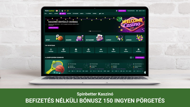 Spinbetter Kaszinó a notebook képernyőjén