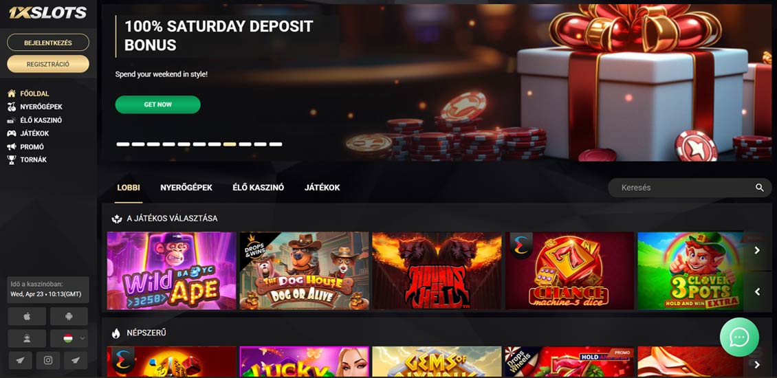 Fooldal a 1xSlots Kaszino