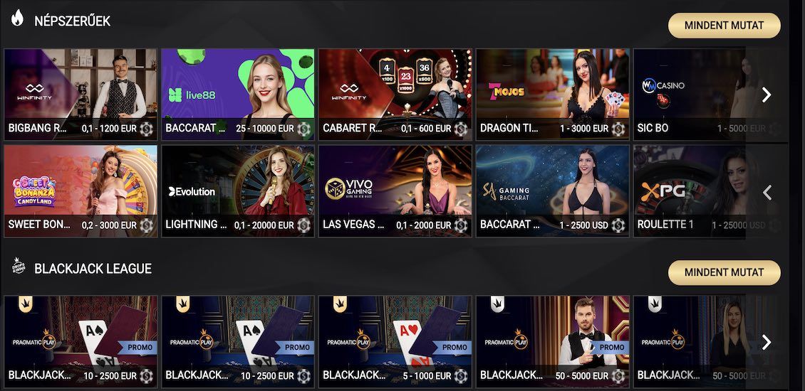 1xSlots Casino élő játékválaszték