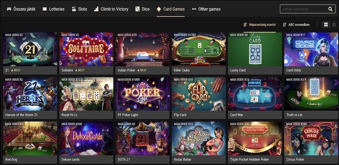 1xSlots Casino asztali játékok választéka