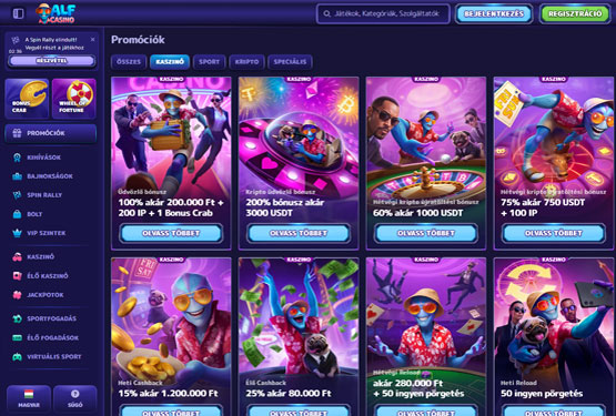 Alf Kaszinó bónuszokat