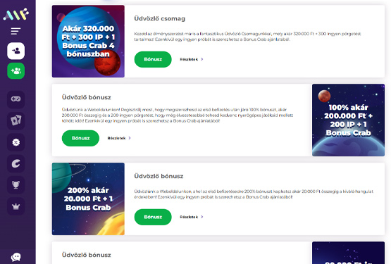 Alf Kaszinó bónuszokat