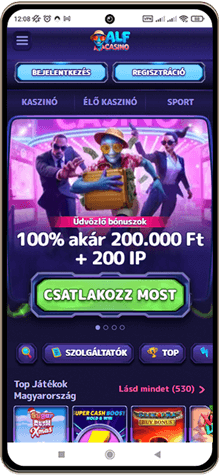 Alf kaszinó főoldal mobil képernyő