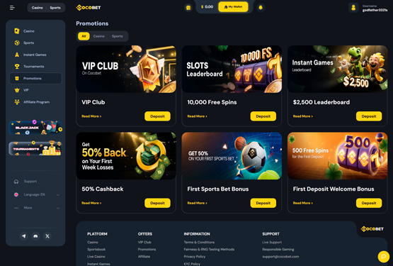 CocoBet Casino bónuszokat