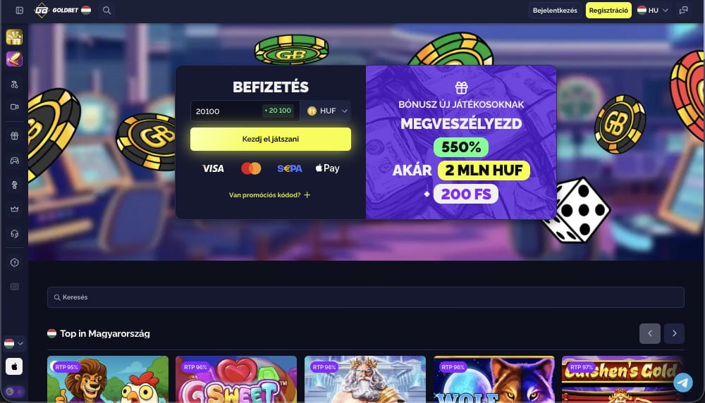 Goldbet Kaszinó főoldal
