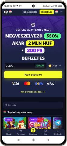 Goldbet Casino főoldal mobilon