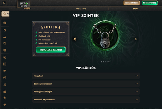Herospin Kaszinó VIP oldal