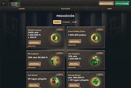 Herospin Casino bónuszokat