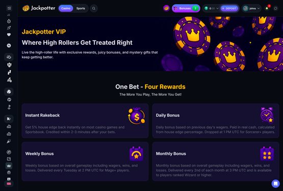 Jackpotter Kaszinó VIP