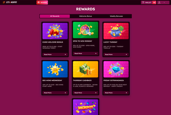 Letsjackpot Kaszinó bónuszokat