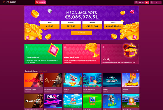 Letsjackpot Kaszinó jackpot oldal