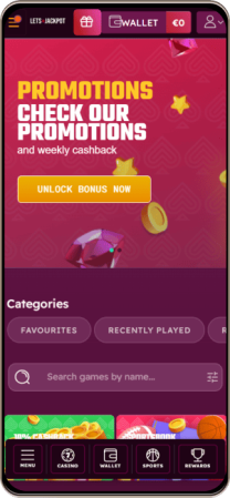 Letsjackpot főoldal mobilon