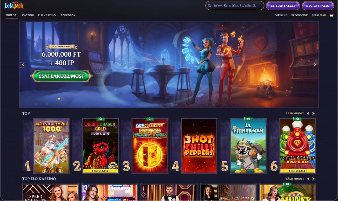 LolaJack Kaszinó főoldal