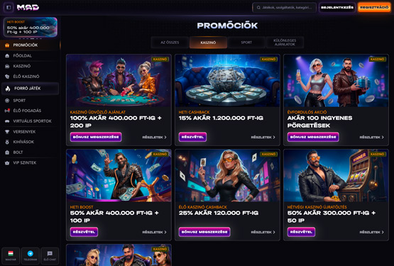 MadCasino bónuszokat
