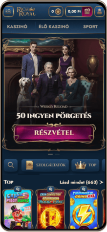 Rich Royal kaszinó főoldal mobil képernyő