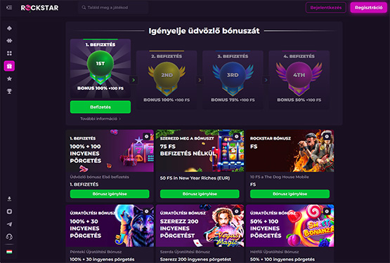 Rockstar Kaszinó bónuszokat