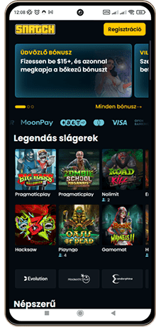 Snatch kaszinó főoldal mobil képernyő