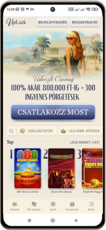 VipLuck kaszinó főoldal mobilon