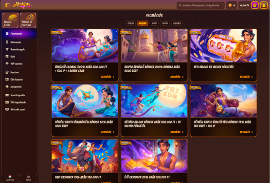 Alawin Kaszinó bónuszokat