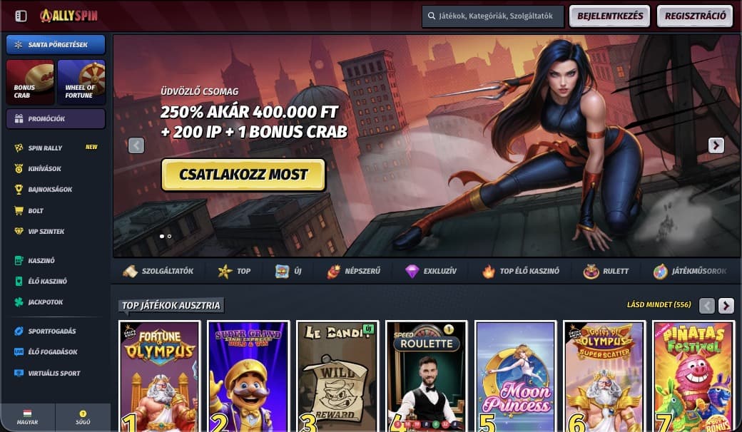 AllySpin Kaszinó főoldal