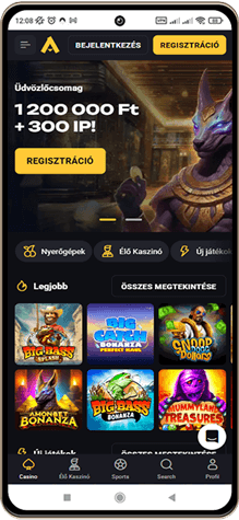 Amonbet kaszinó főoldal mobil képernyő