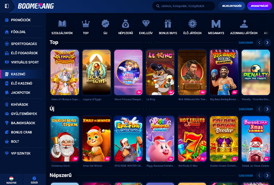 Boomerang-Bet Kaszinó főoldal