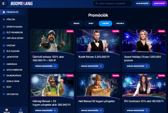 Boomerang-Bet Kaszinó bónuszokat