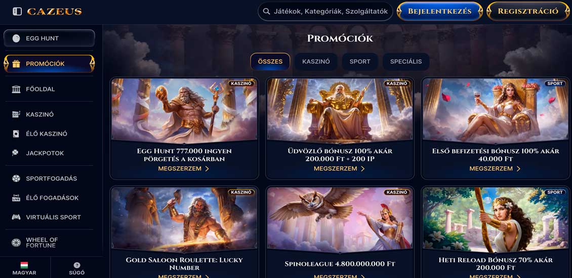 Cazeus Kaszinó bónusz ajánlat