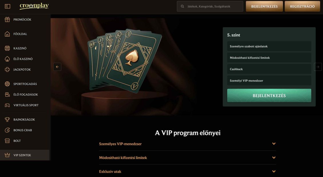 VIP program a crownplay kaszinó