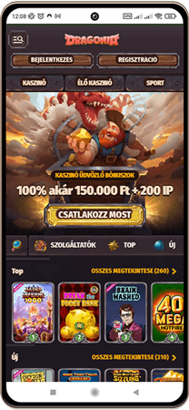 Dragonia főoldal mobilon