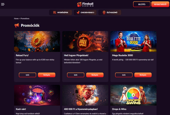Fireball Casino bónuszokat