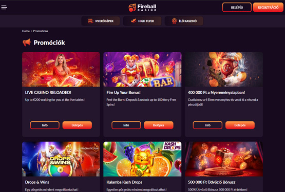 Fireball Casino bónuszokat