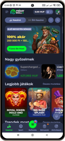 FridayRoll kaszinó főoldal mobilon