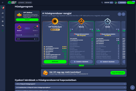 FridayRoll Kaszinó VIP