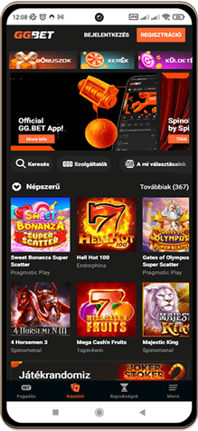 GG.Bet Casino főoldal mobilon