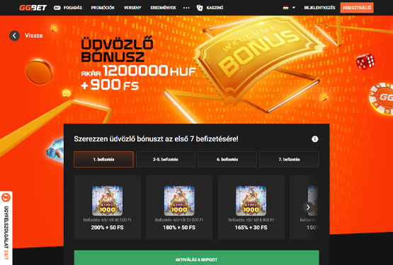 GG.BET Kaszinó Üdvözlő Bónusz