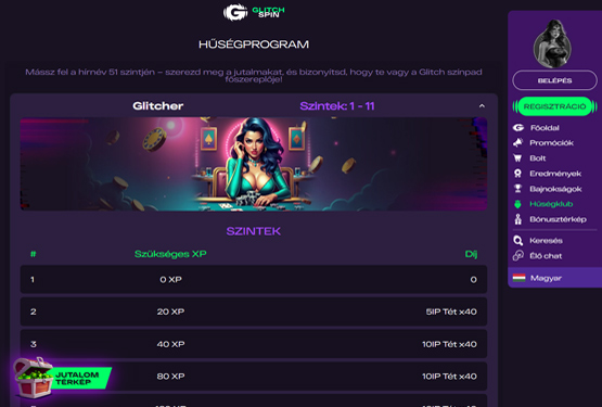 Glitchspin Kaszinó VIP