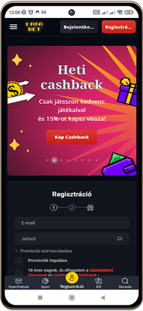 Lamabet kaszinó főoldal mobil képernyő
