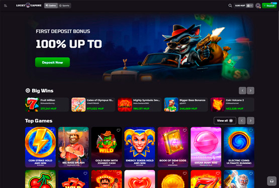 LuckyCapone Kaszinó főoldal