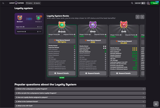 LuckyCapone Kaszinó VIP