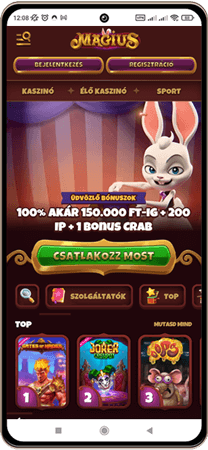 Magius kaszinó főoldal mobilon