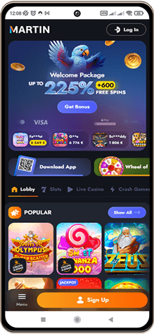 Martin Casino főoldal mobilon
