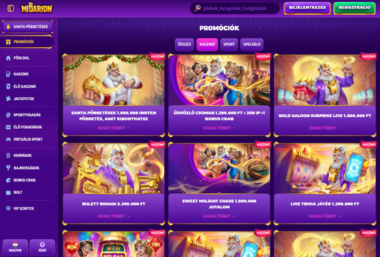 Midarion Kaszinó bónuszokat