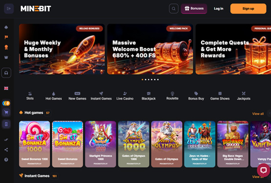 MineBit Kaszinó főoldal