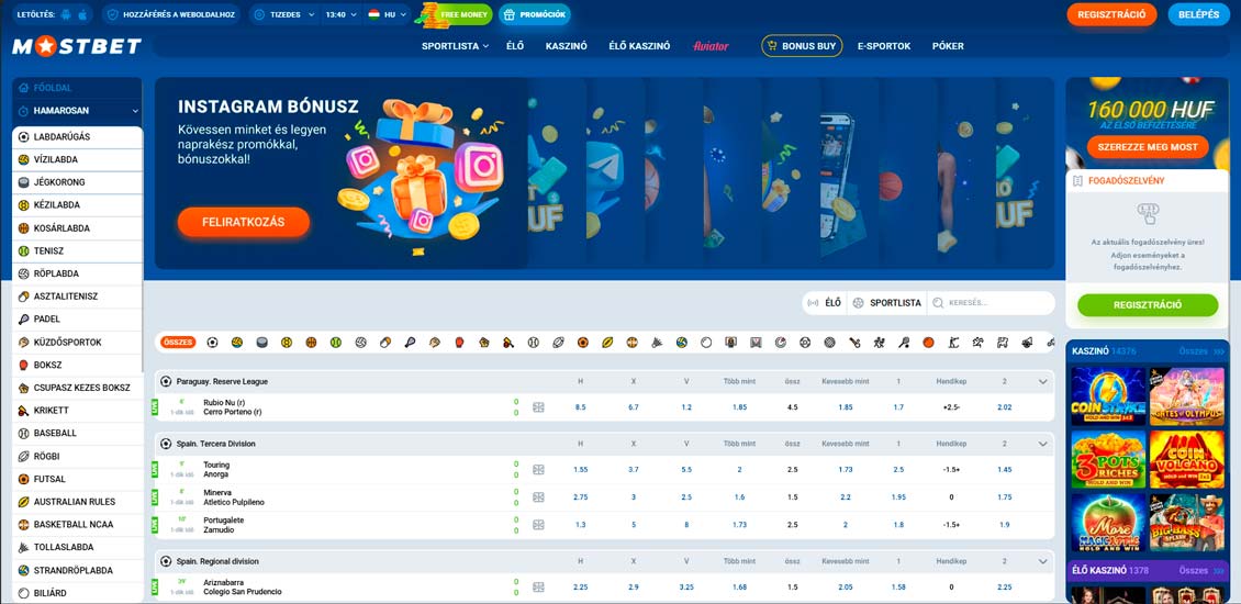 Fooldal a Mostbet Casino